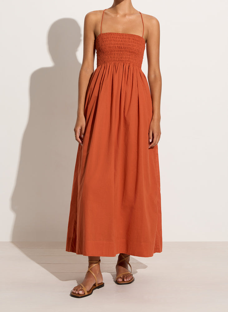 
            
                Load image into Gallery viewer, Faithfull The Brand - Agolde Midi Dress in Rust
            
        