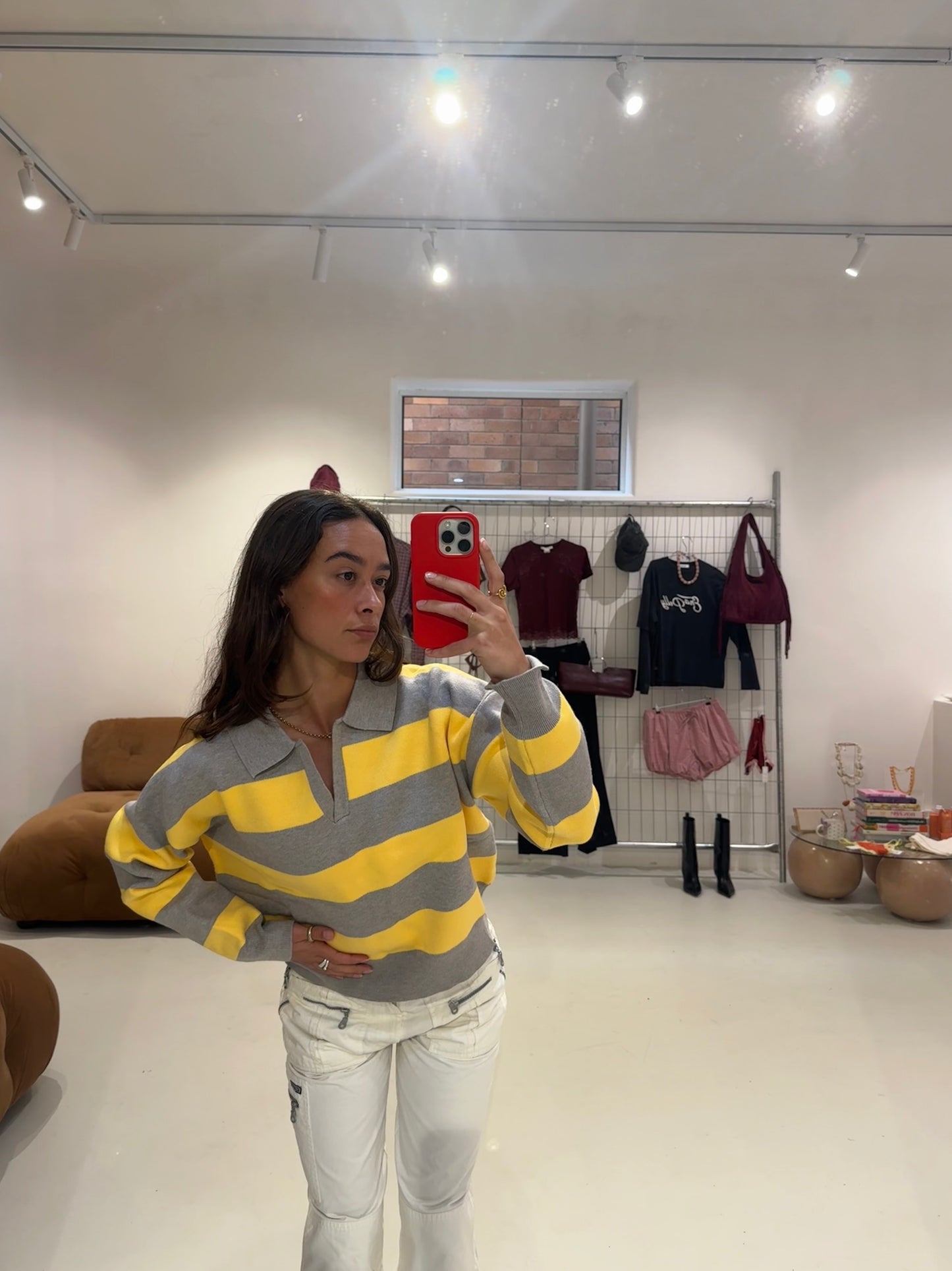 Emte - Graham Sweater in Grey/ Yellow