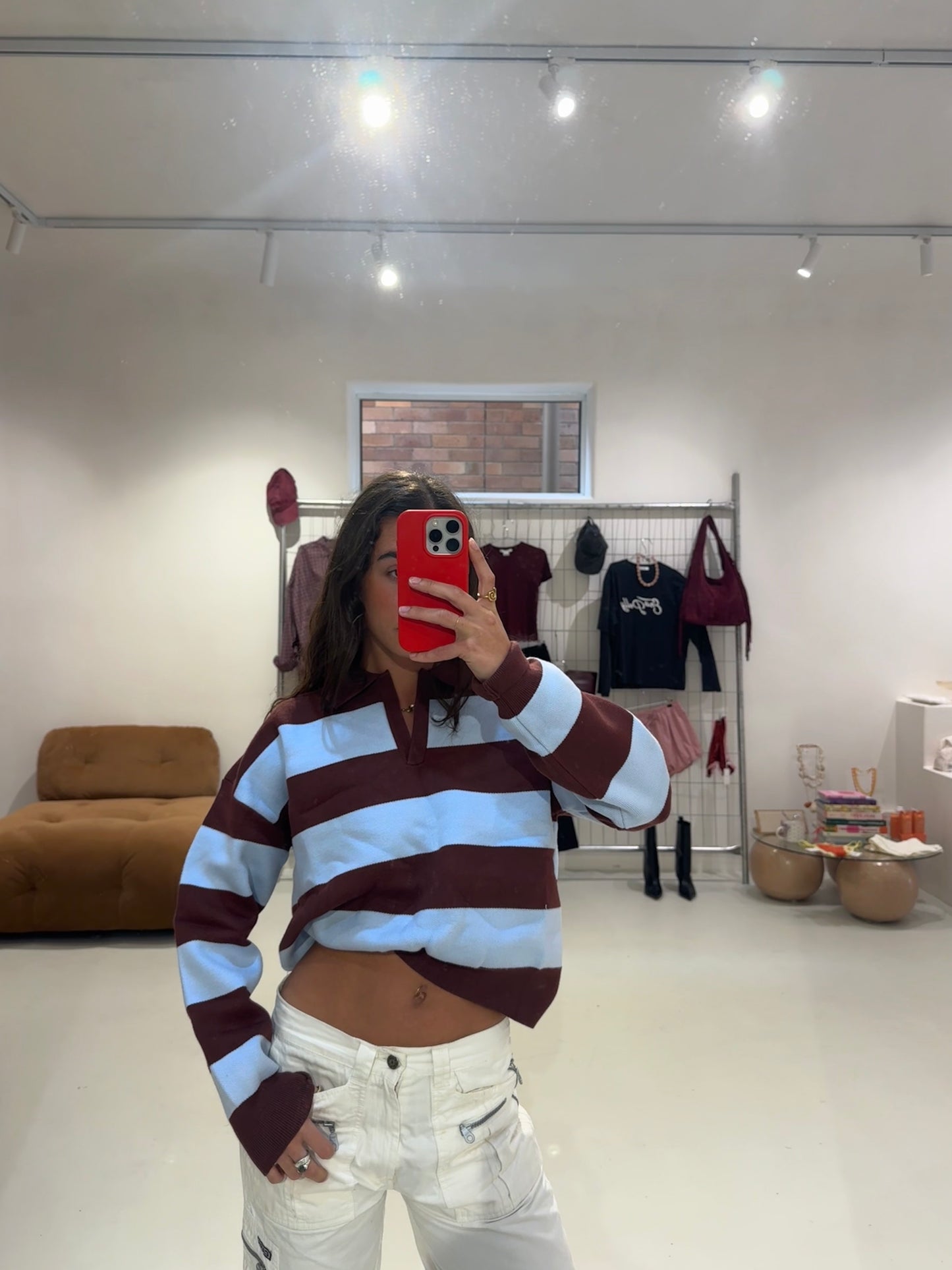 Emte - Graham Sweater in Chocolate/ Blue
