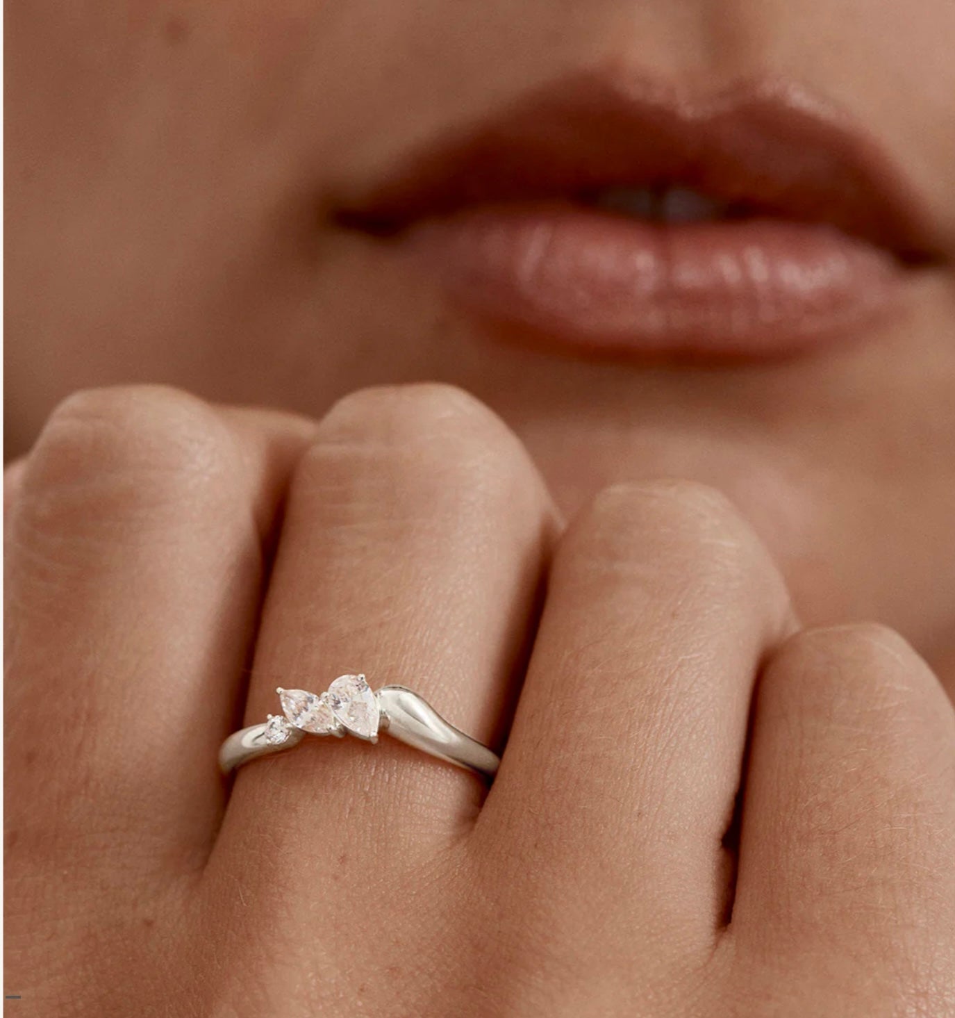 By Charlotte - Crystal Wings Ring in Silver