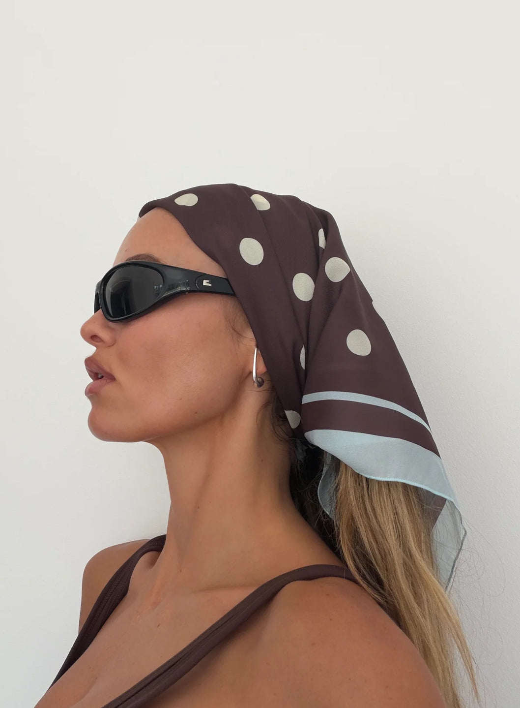 SSAINT - Polka Dot Headscarf - Brown + Blue