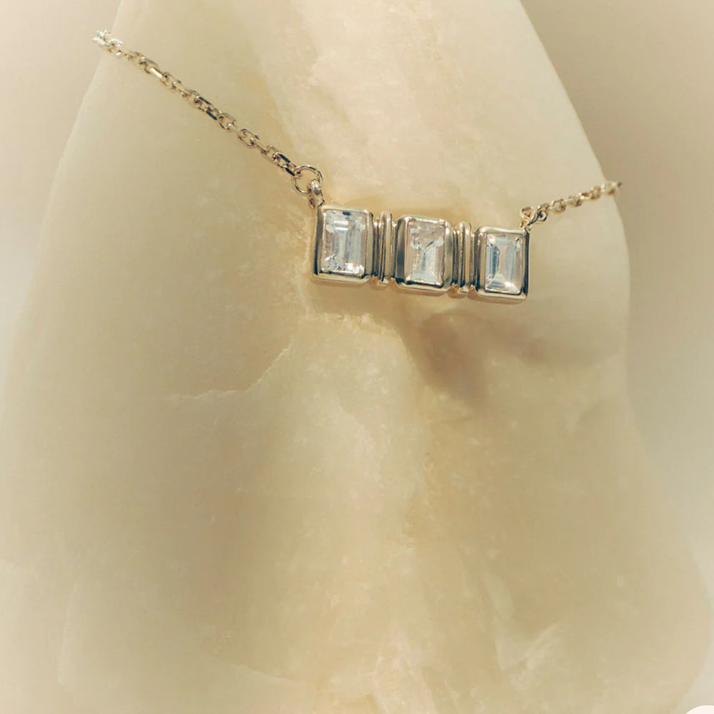Kirstin Ash - Elysium Baguette Sapphire Necklace in 9k Solid Gold