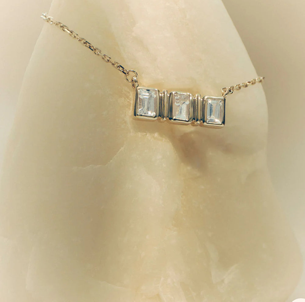 Kirstin Ash - Elysium Baguette Sapphire Necklace in 9k Solid Gold