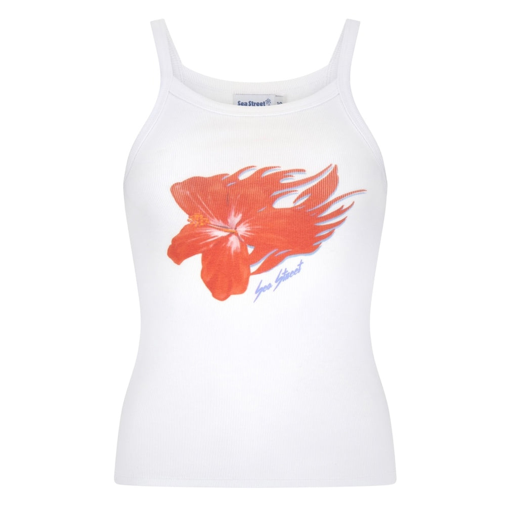 
                      
                        Sea Street - Flaming Hibiscus Singlet in White
                      
                    
