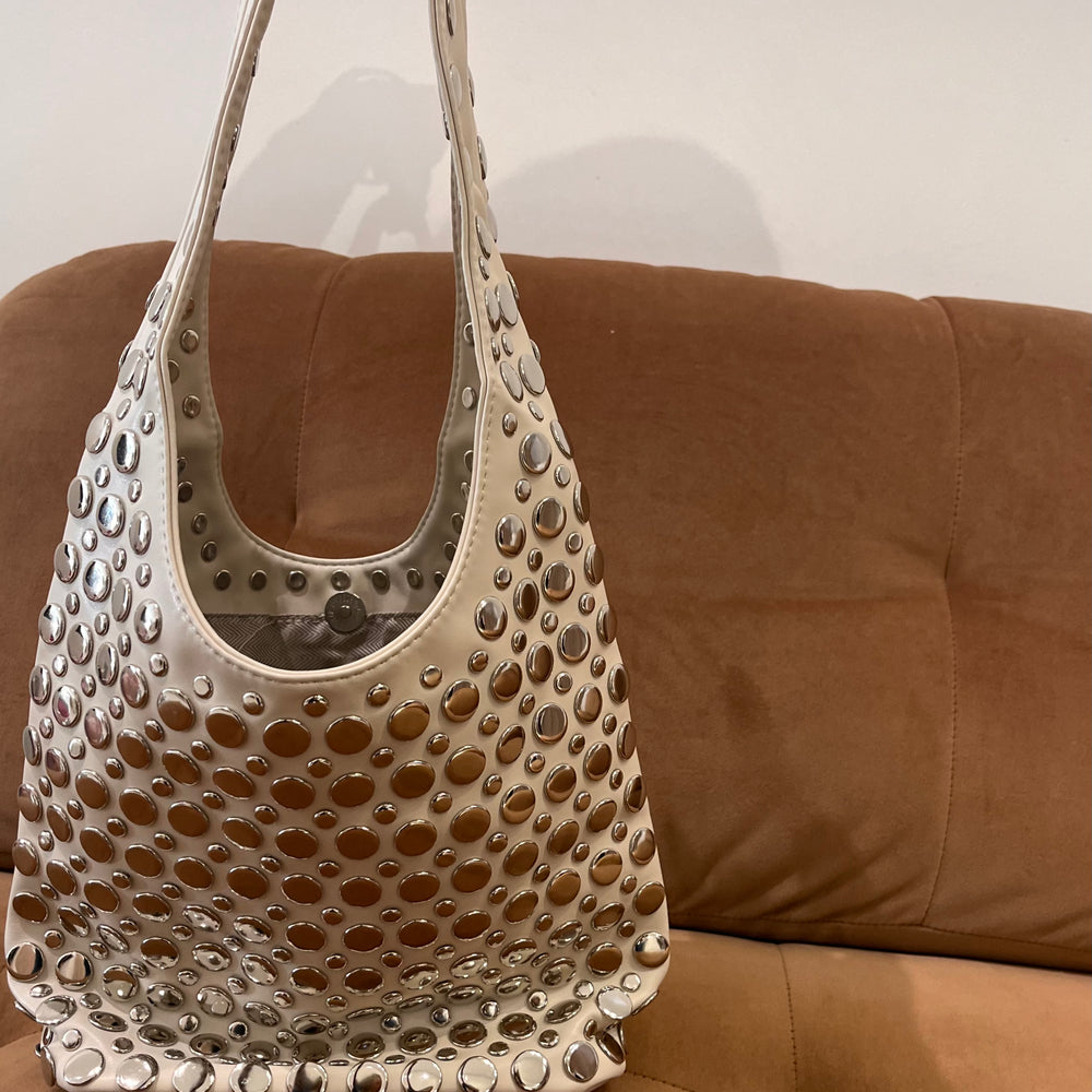 We Are Emte - Sloane Studded Bag in Vanilla