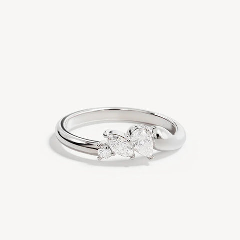 By Charlotte - Crystal Wings Ring in Silver