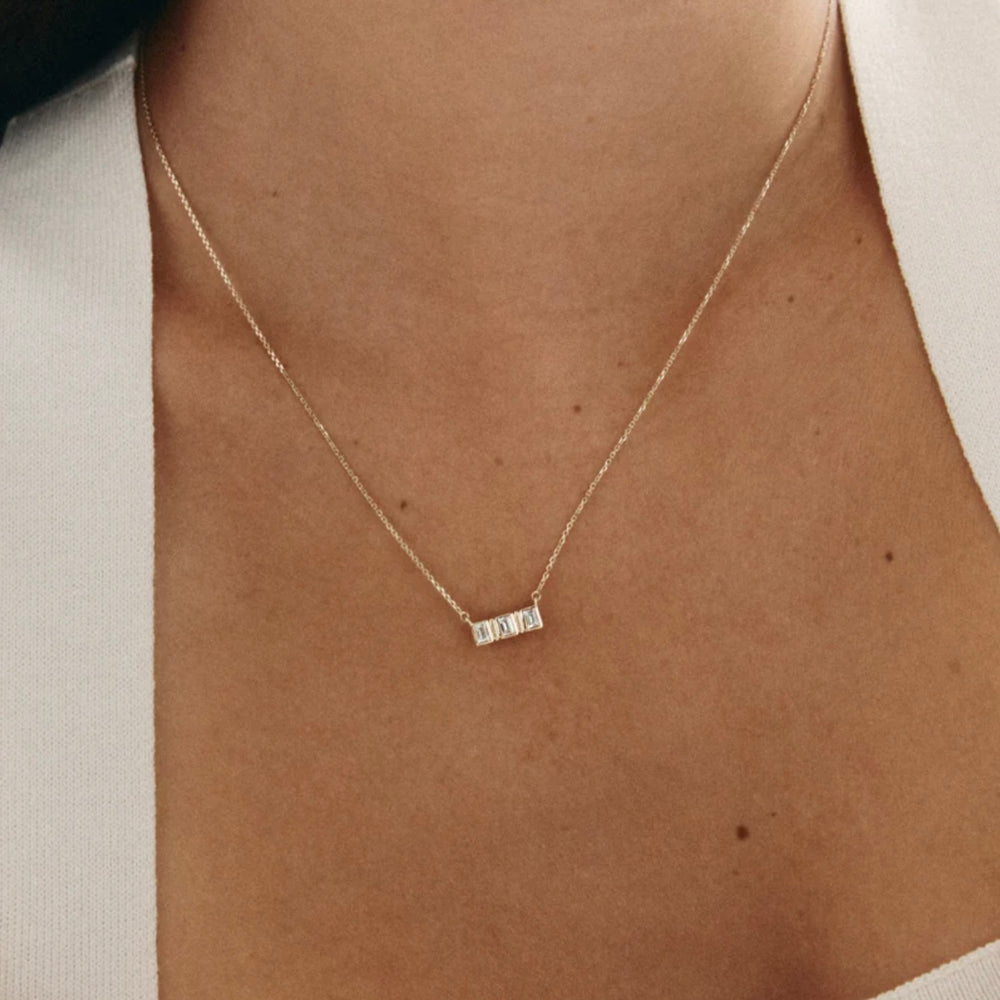 Kirstin Ash - Elysium Baguette Sapphire Necklace in 9k Solid Gold