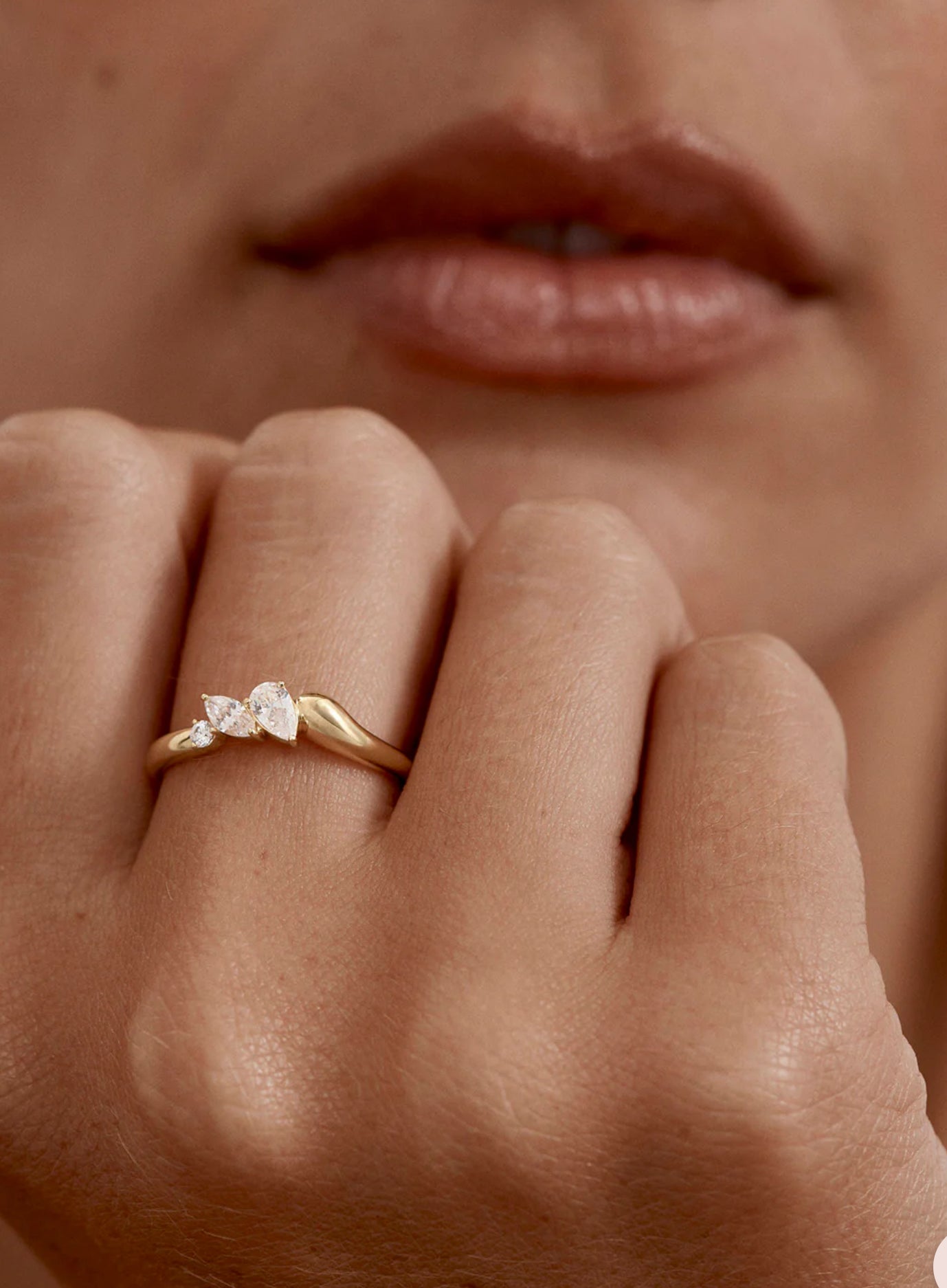 By Charlotte - Crystal Wings Ring in Gold