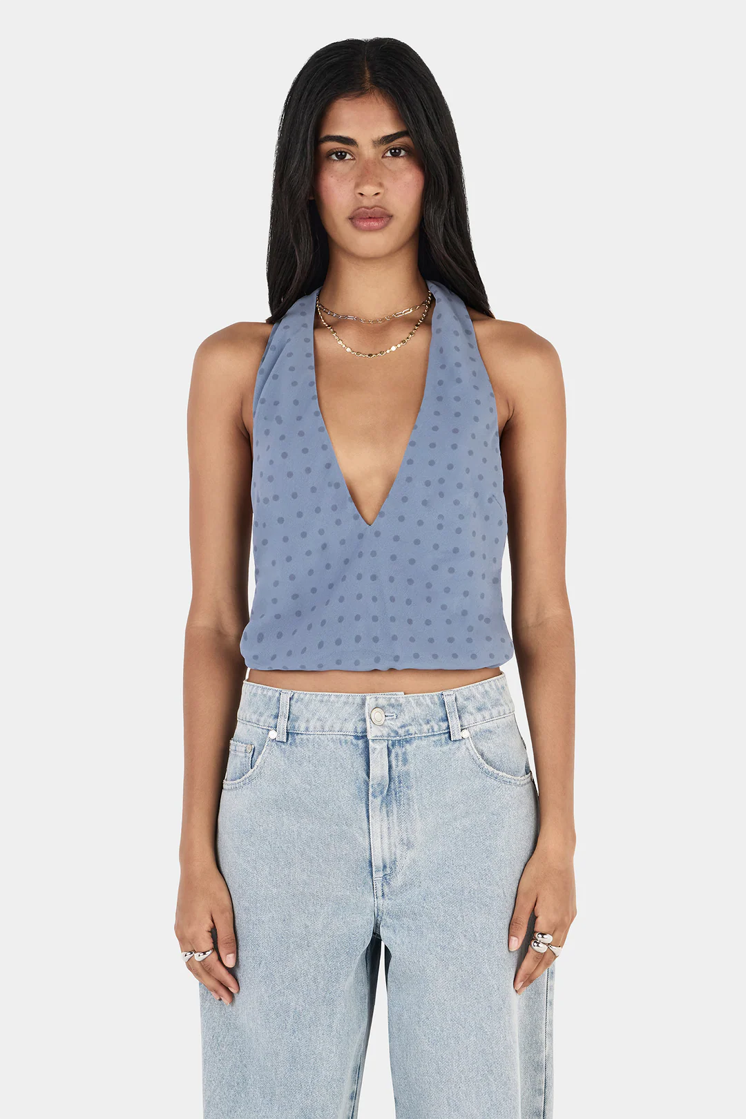 Hansen and Gretel - Harper Halter Top in Steel Spot