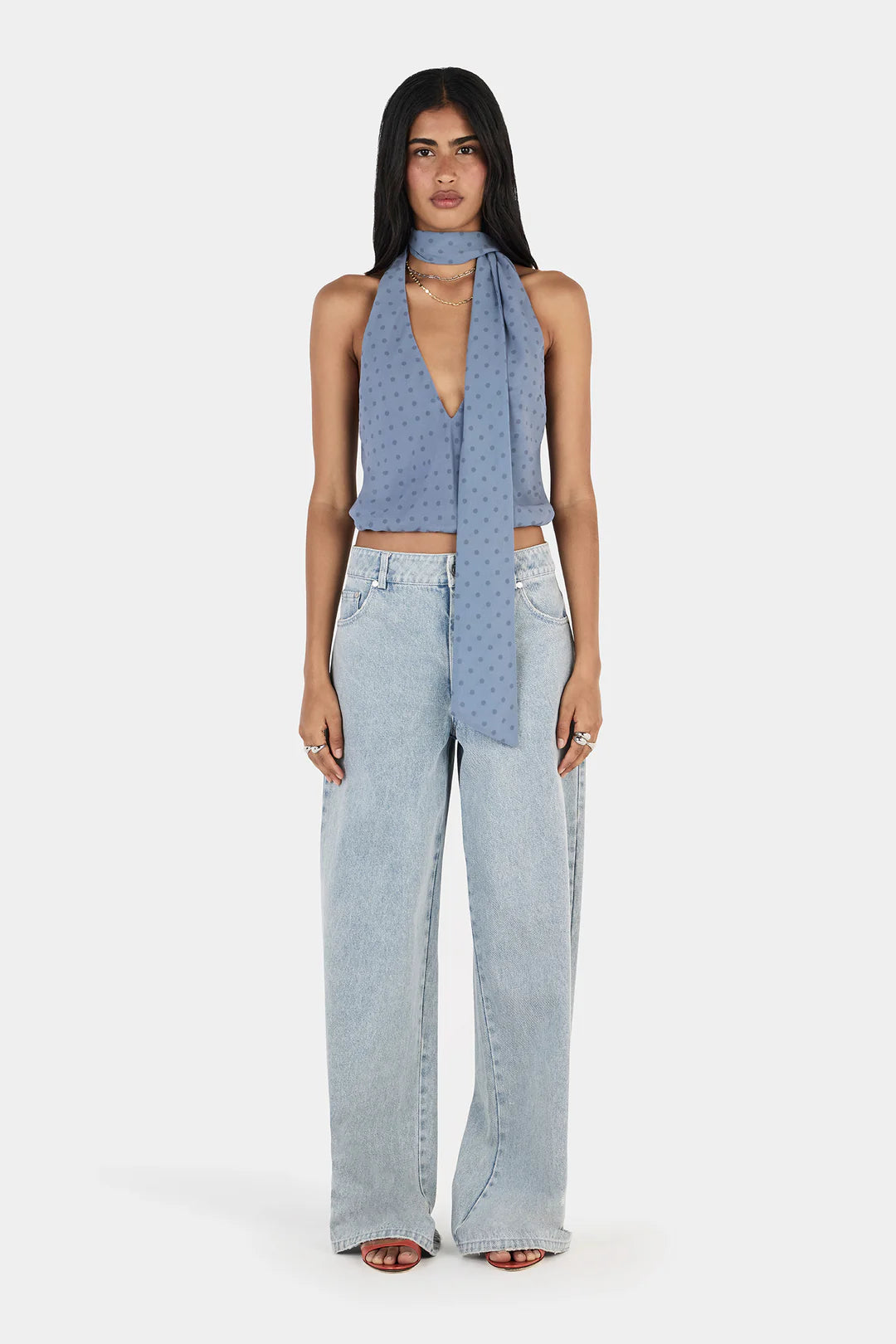 Hansen and Gretel - Harper Halter Top in Steel Spot