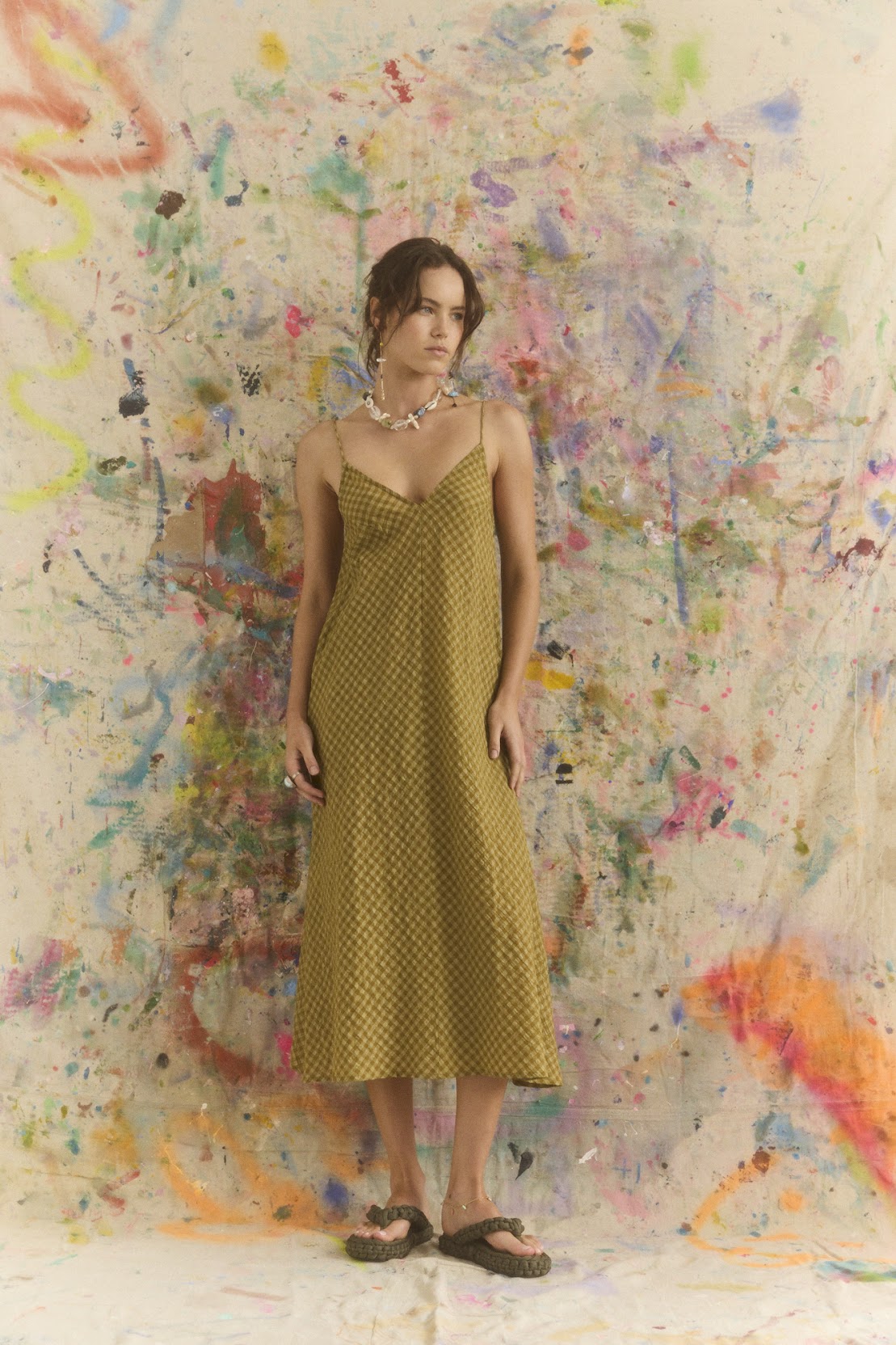 Kinga Csilla - Hulia Check Deje Slip Dress