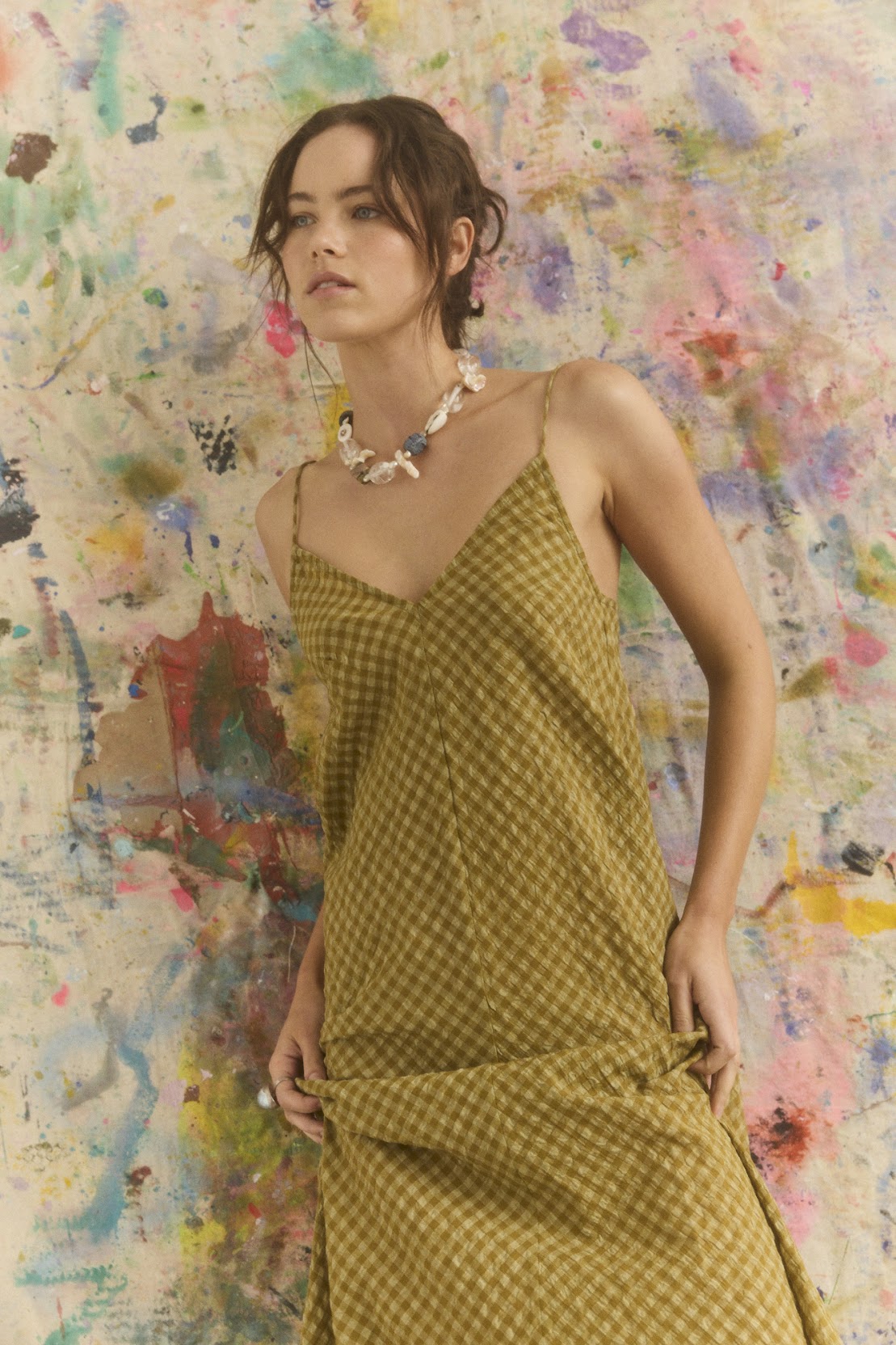 Kinga Csilla - Hulia Check Deje Slip Dress