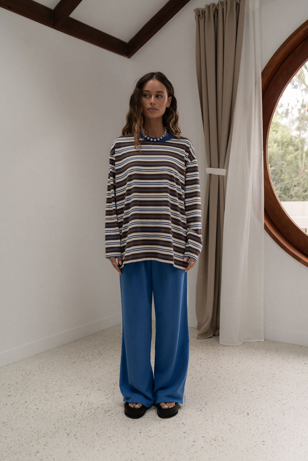 häll störe - Andy Long Sleeve in Blue / Brown