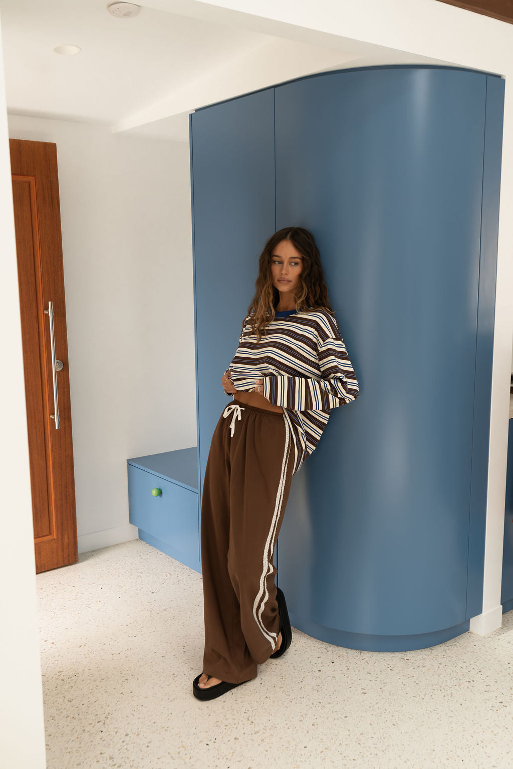 häll störe - Andy Long Sleeve in Blue / Brown