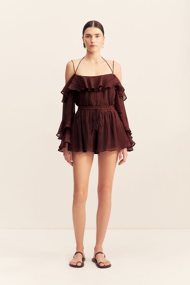 Shona Joy - Anika Tiered Ruffle Top in Umber
