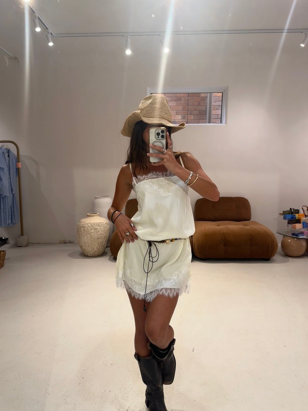 By Frankie - Lace Shift Dress in Cream