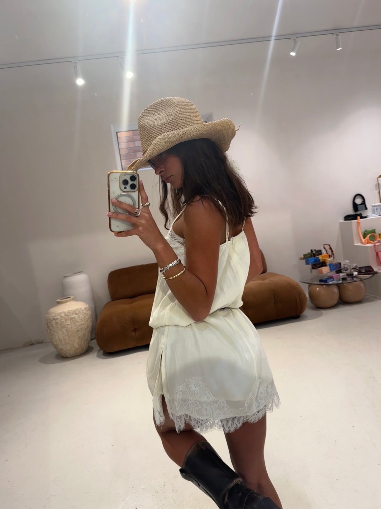 By Frankie - Lace Shift Dress in Cream