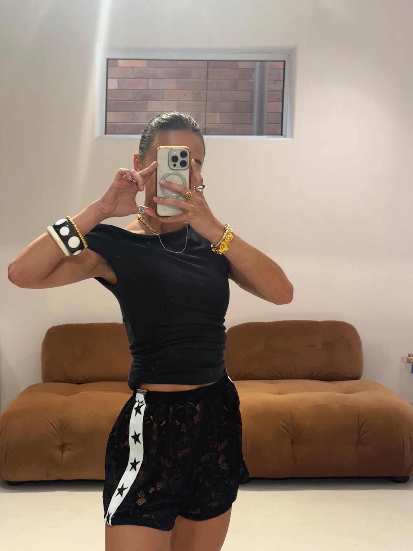 By Frankie - Lace Star Shorts in Black