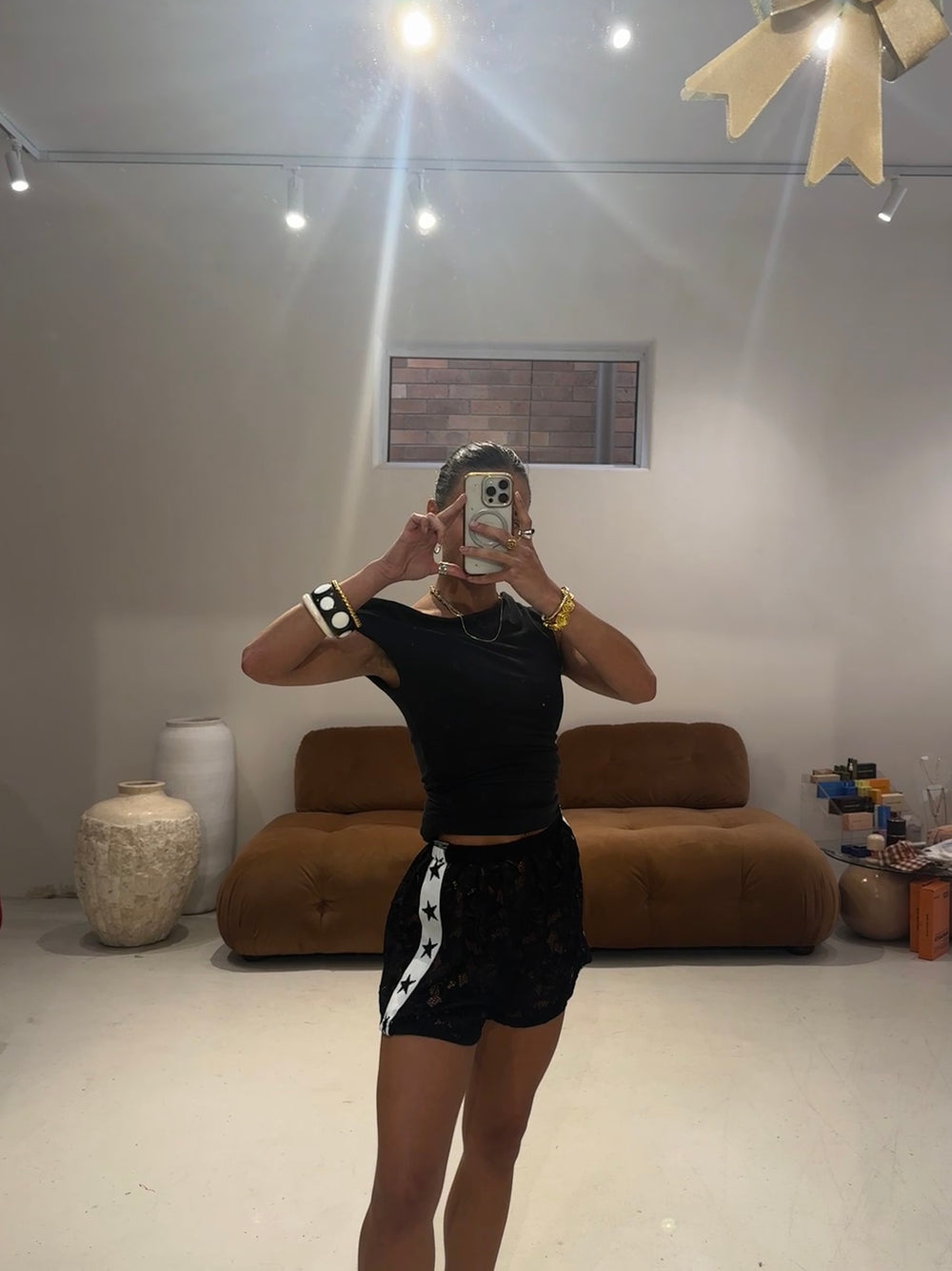 By Frankie - Lace Star Shorts in Black