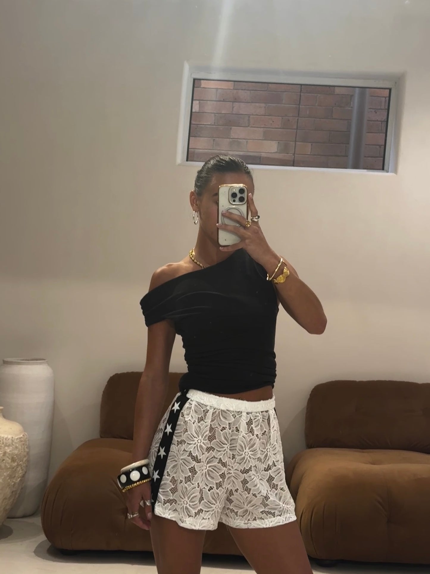 By Frankie - Lace Star Shorts in White