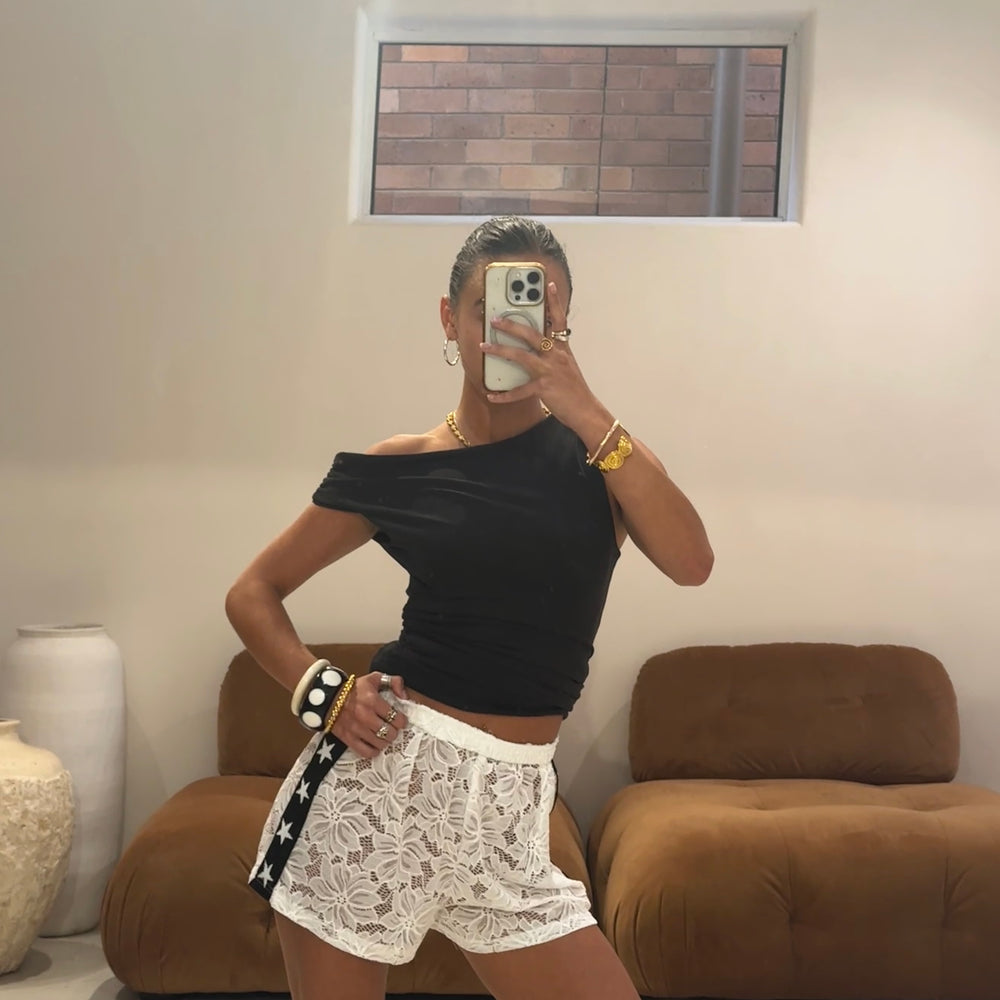 By Frankie - Lace Star Shorts in White