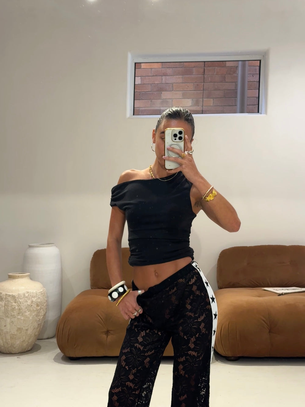 By Frankie - Lace Star Pants in Black