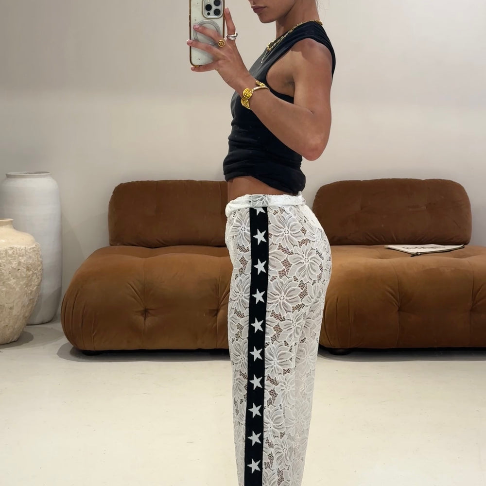 
                      
                        By Frankie - Lace Star Pants in White
                      
                    