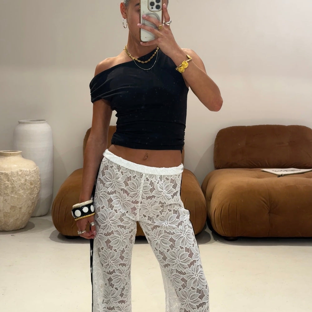 By Frankie - Lace Star Pants in White