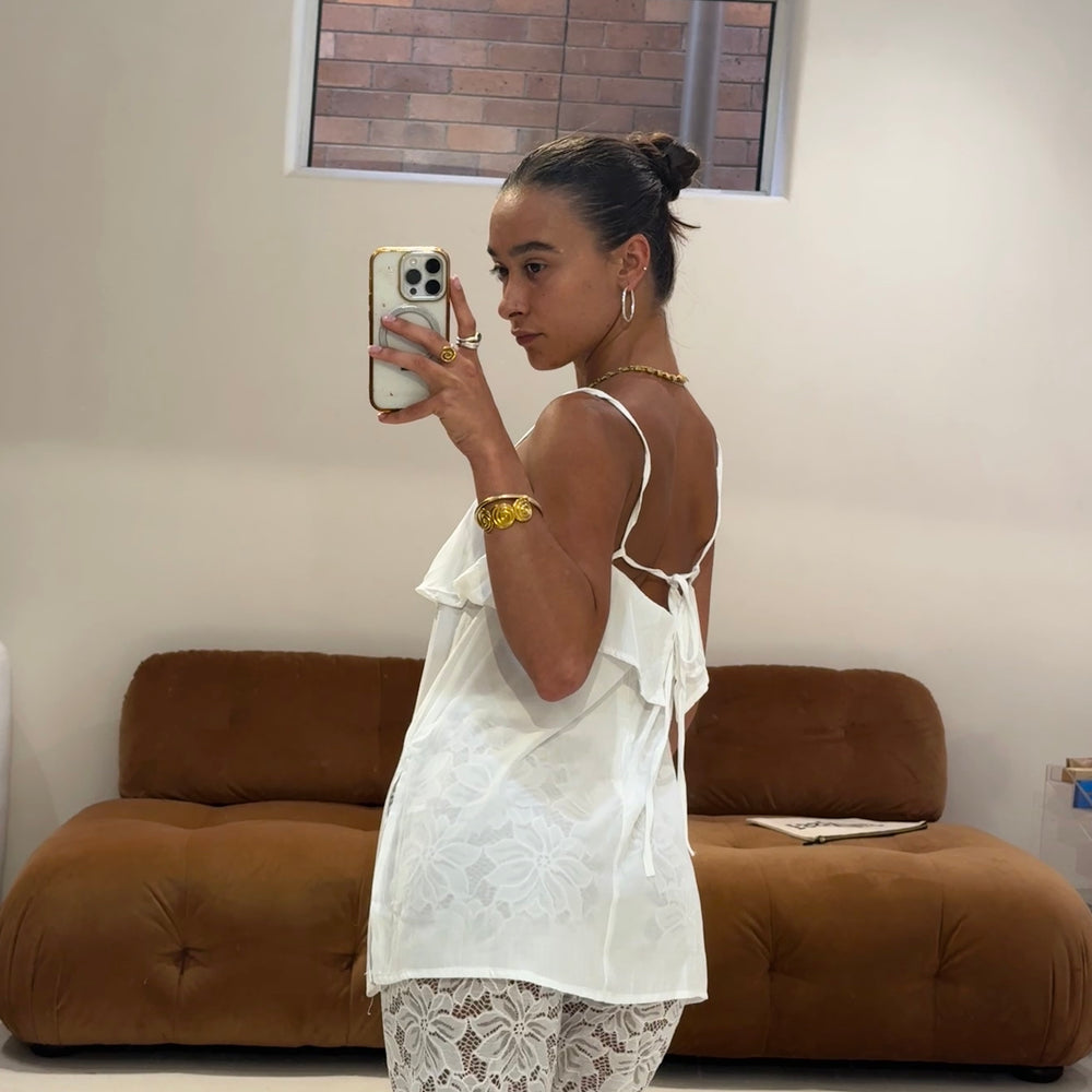 
                      
                        By Frankie - Singlet and Lace Pant Set in White
                      
                    