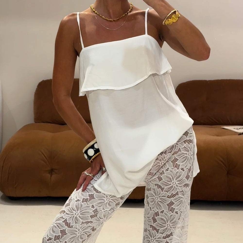 By Frankie - Singlet and Lace Pant Set in White