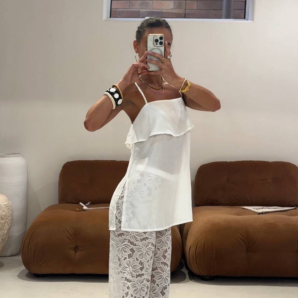 By Frankie - Singlet and Lace Pant Set in White