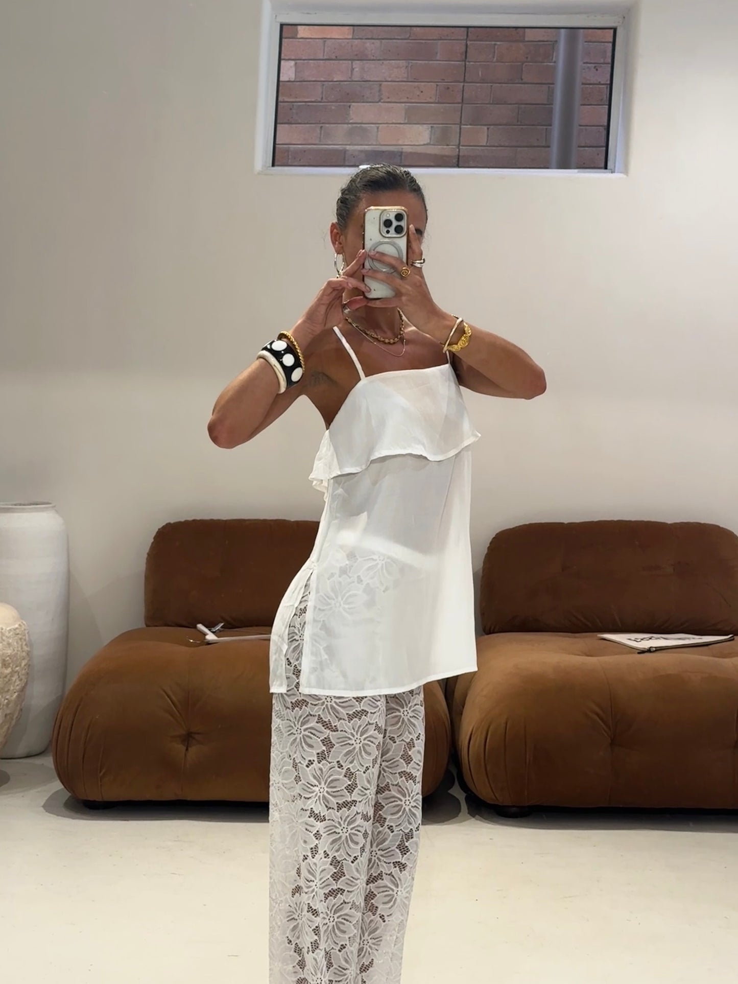 By Frankie - Singlet and Lace Pant Set in White