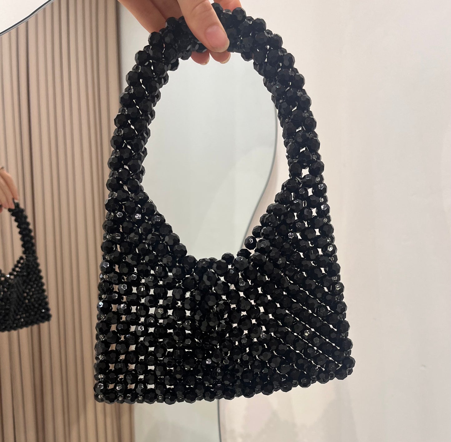 We Are Emte -  Etta Beaded Bag in Ink