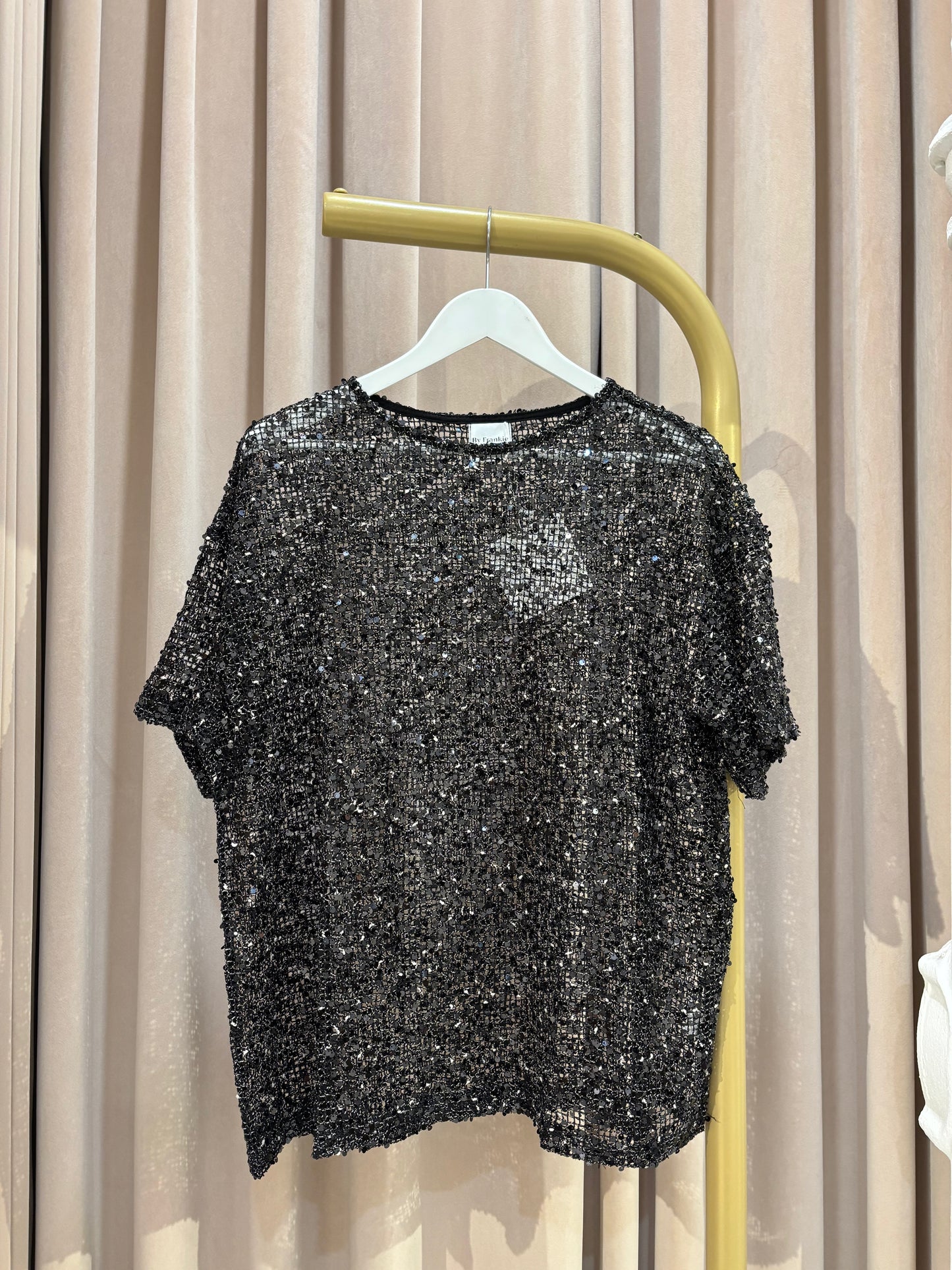 By Frankie - Knit Sequin Shirt in Black