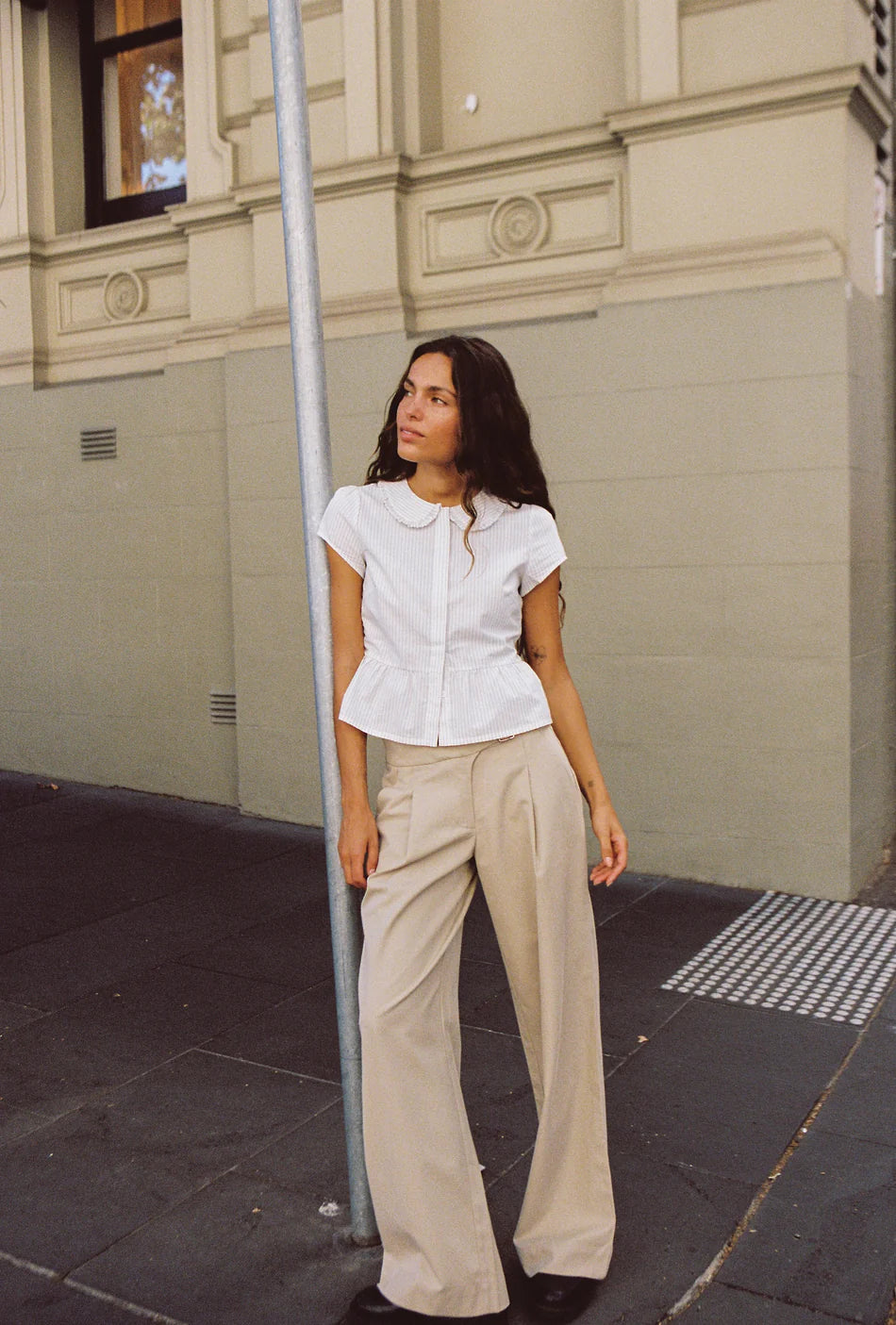 JUNI - Emilie Blouse in Pinstripe