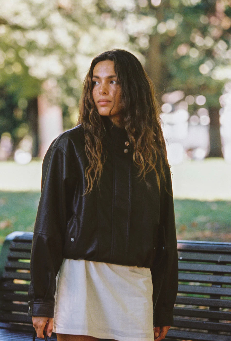 JUNI - Tate Bomber Jacket in Espresso