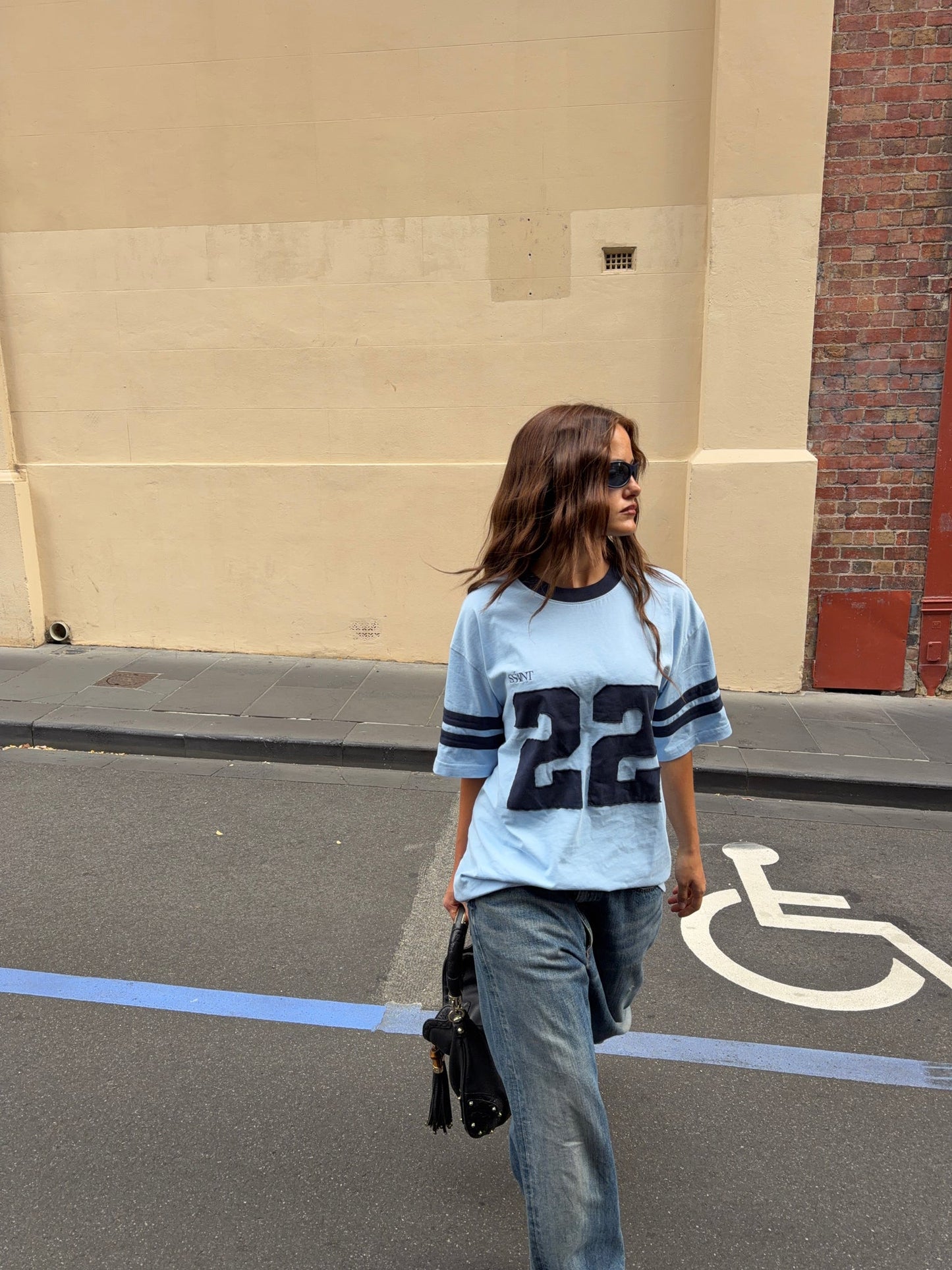 SSAINT - Twenty Two Motion Tee in Powder Blue + Navy