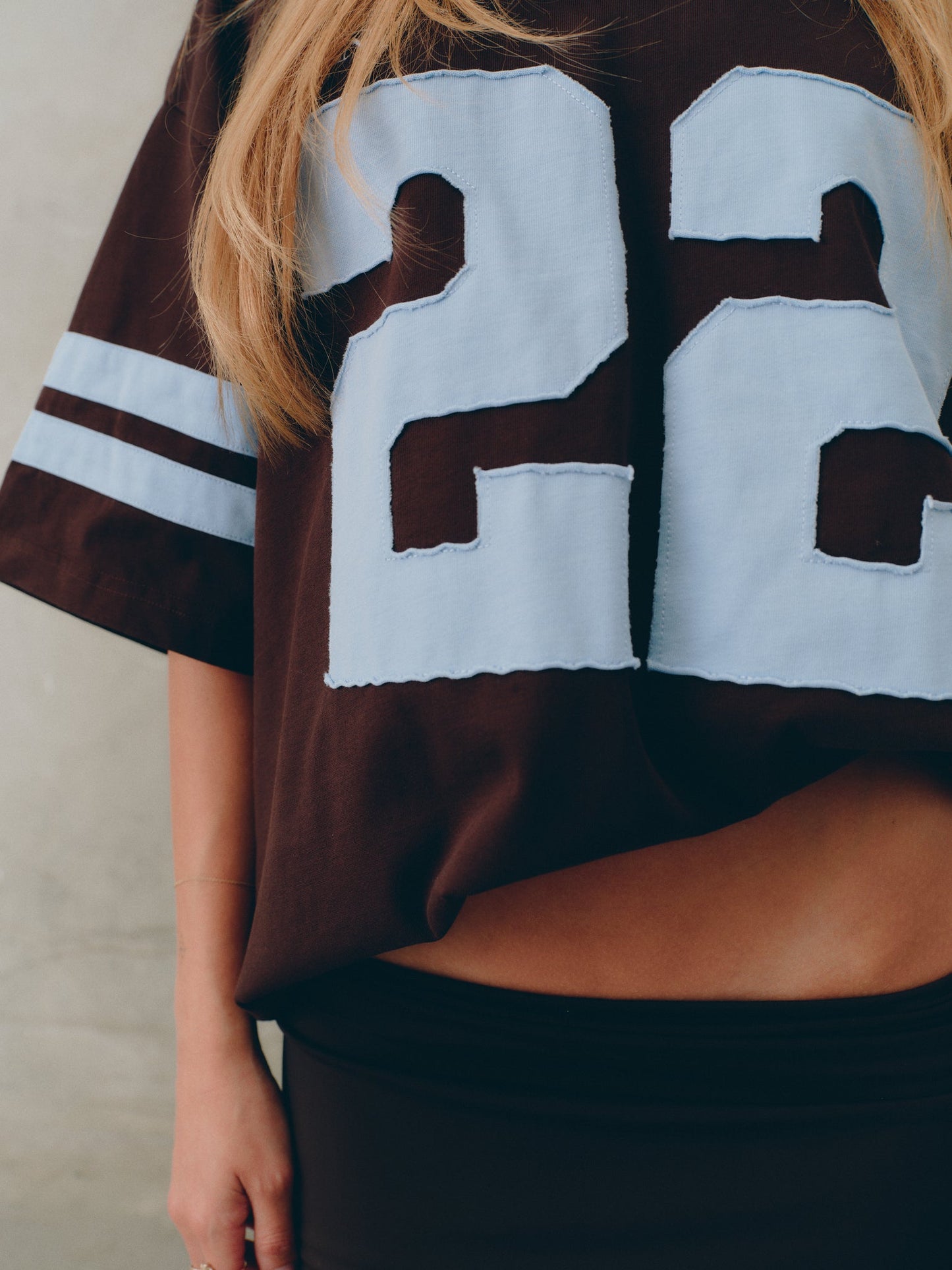 SSAINT - Twenty Two Motion Tee in Powder Blue + Espresso