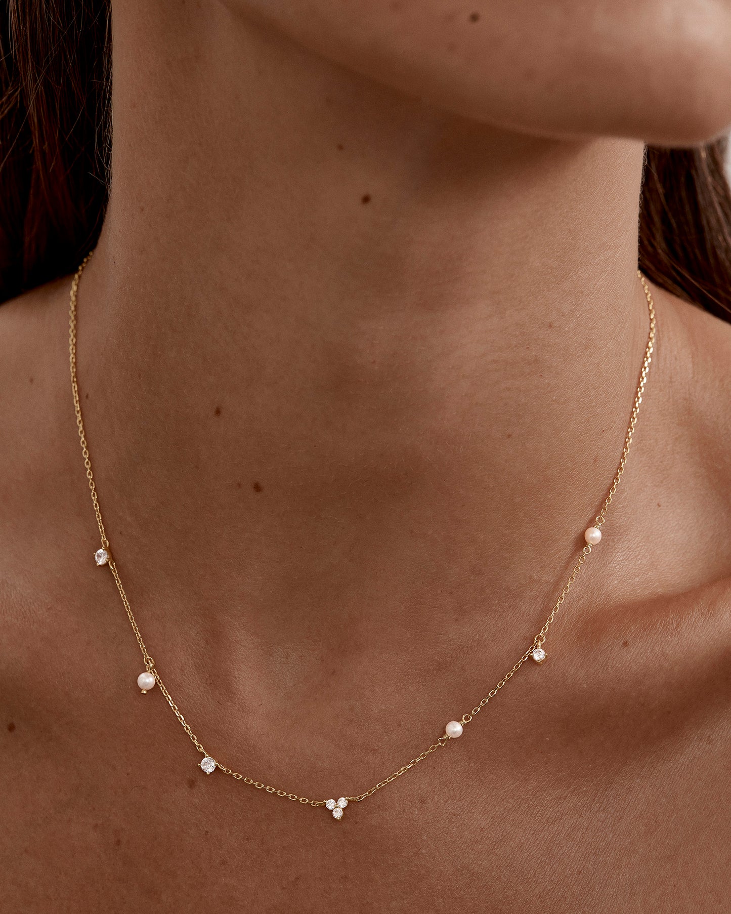 By Charlotte - Moonlit Bloom Pearl Choker in Gold