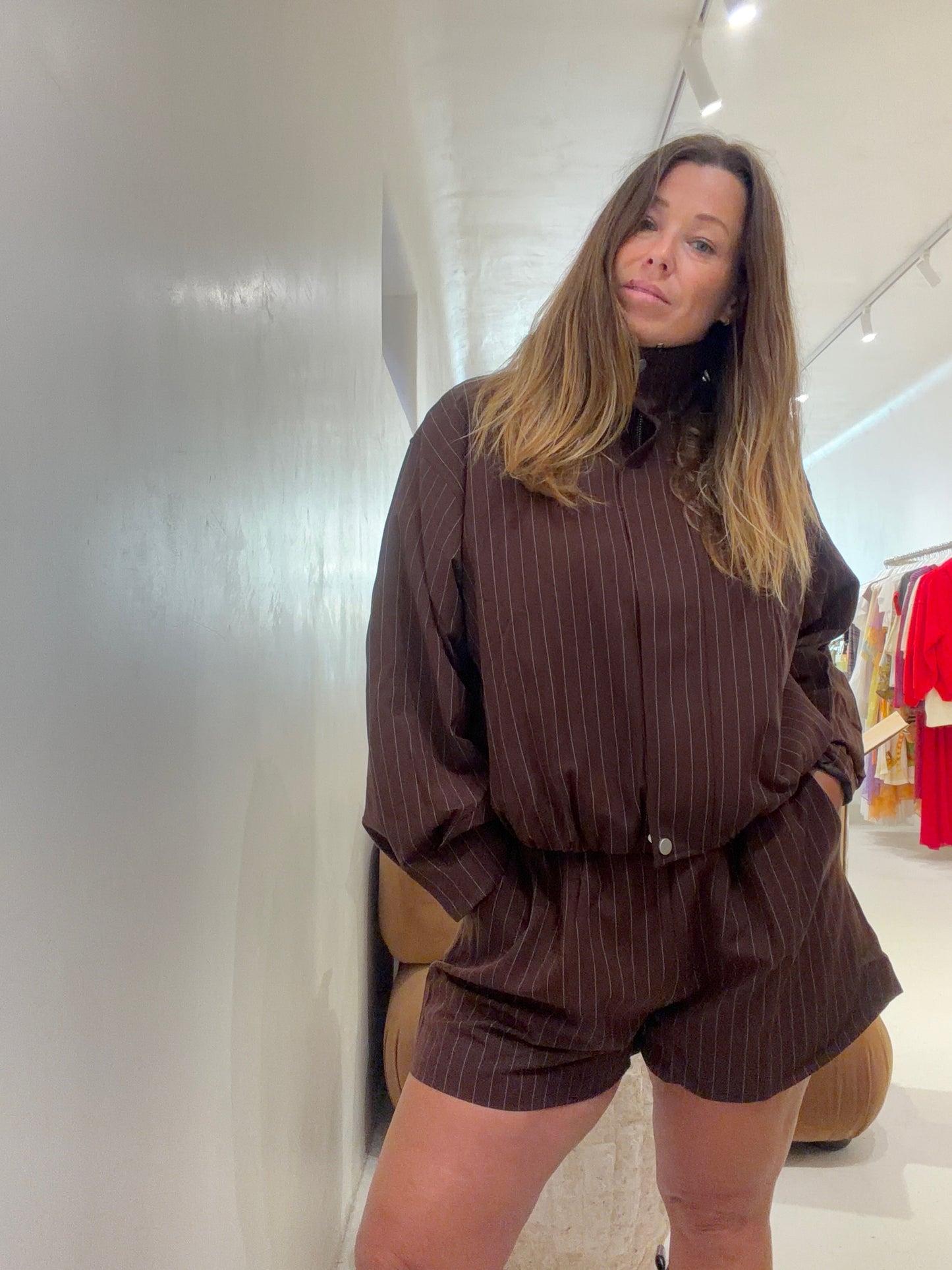 By Frankie - The Soho Set in Brown Pinstripe