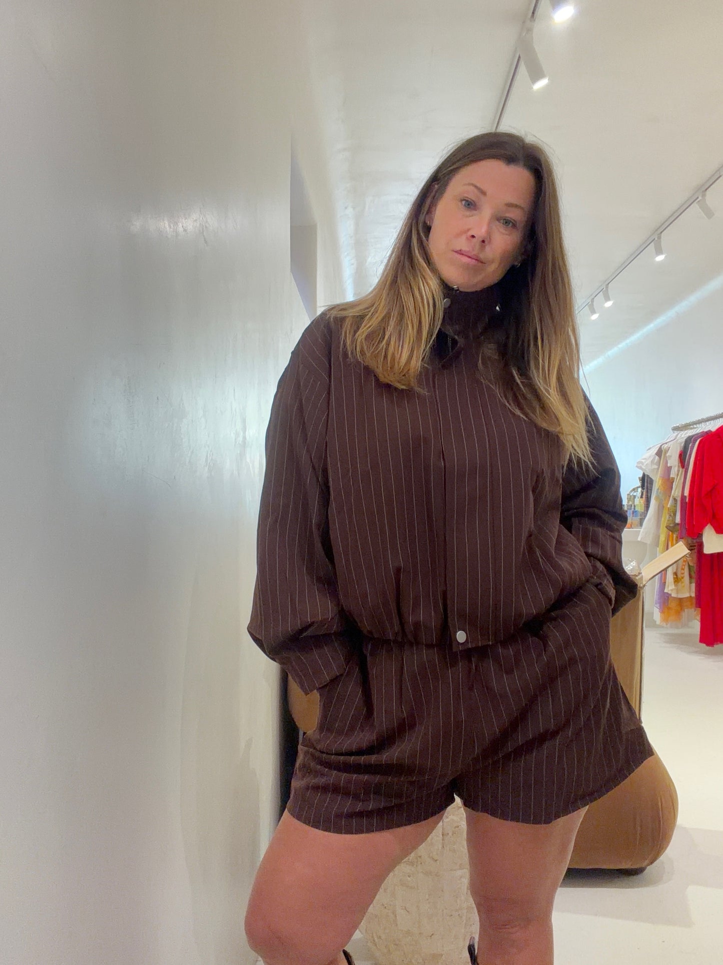 By Frankie - The Soho Set in Brown Pinstripe