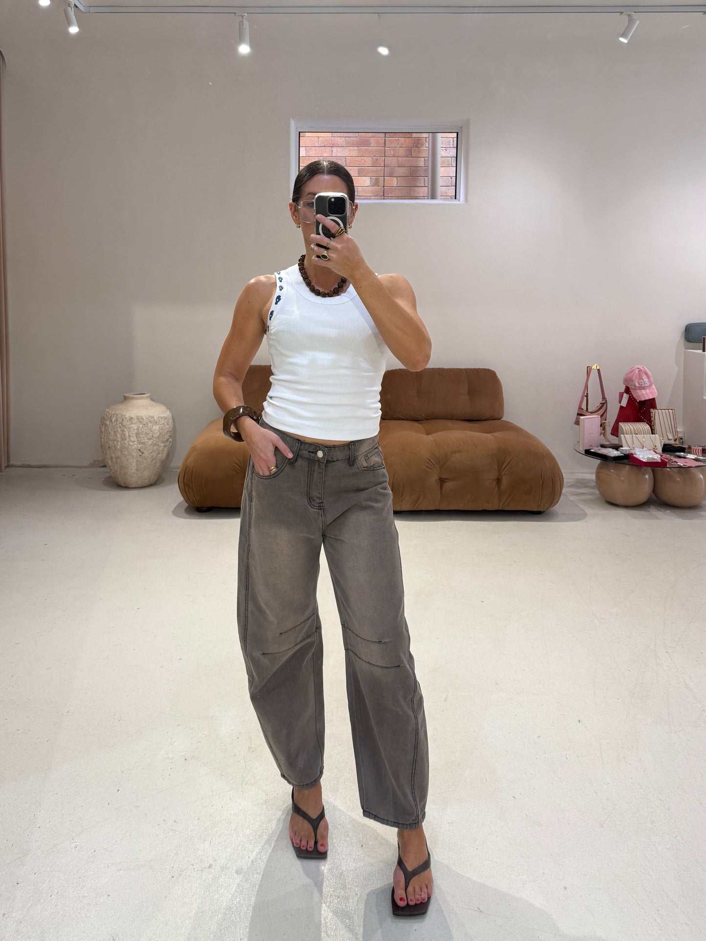 Mutig Fashion - Black Acid Wash Barrel Jeans