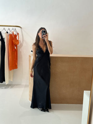 Inferno Lace Slip Dress in Black