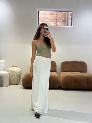 Iris Maxi - Maxi Skirt in White Linen