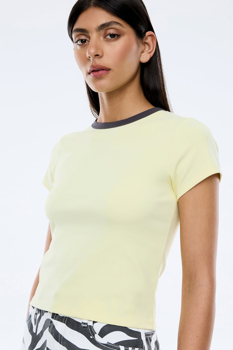 Ena Pelly - Rory Contrast Baby Tee in Panna Cotta