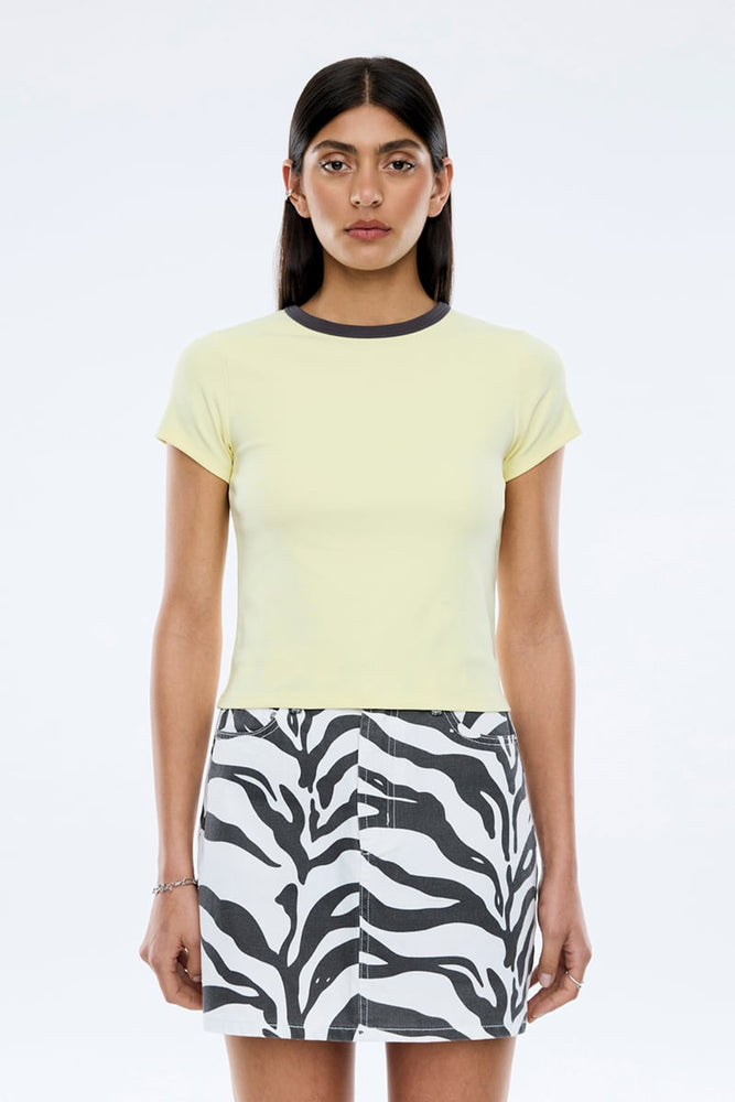 Ena Pelly - Rory Contrast Baby Tee in Panna Cotta