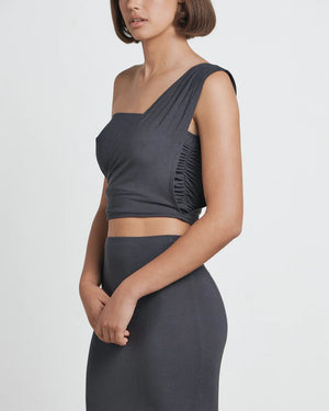 
            
                Load image into Gallery viewer, BARE By Charlie Holiday - The One Shoulder Top in Black
            
        