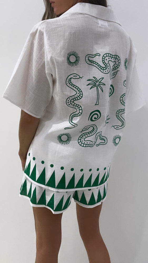 By Frankie - Palm Set in White/ Green