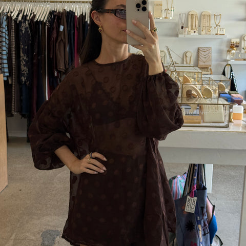 By Frankie - Spot Chiffon Set in Chocolate