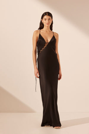 
            
                Load image into Gallery viewer, Shona Joy - Mia Contrast Lace Up Maxi Dress in Black
            
        